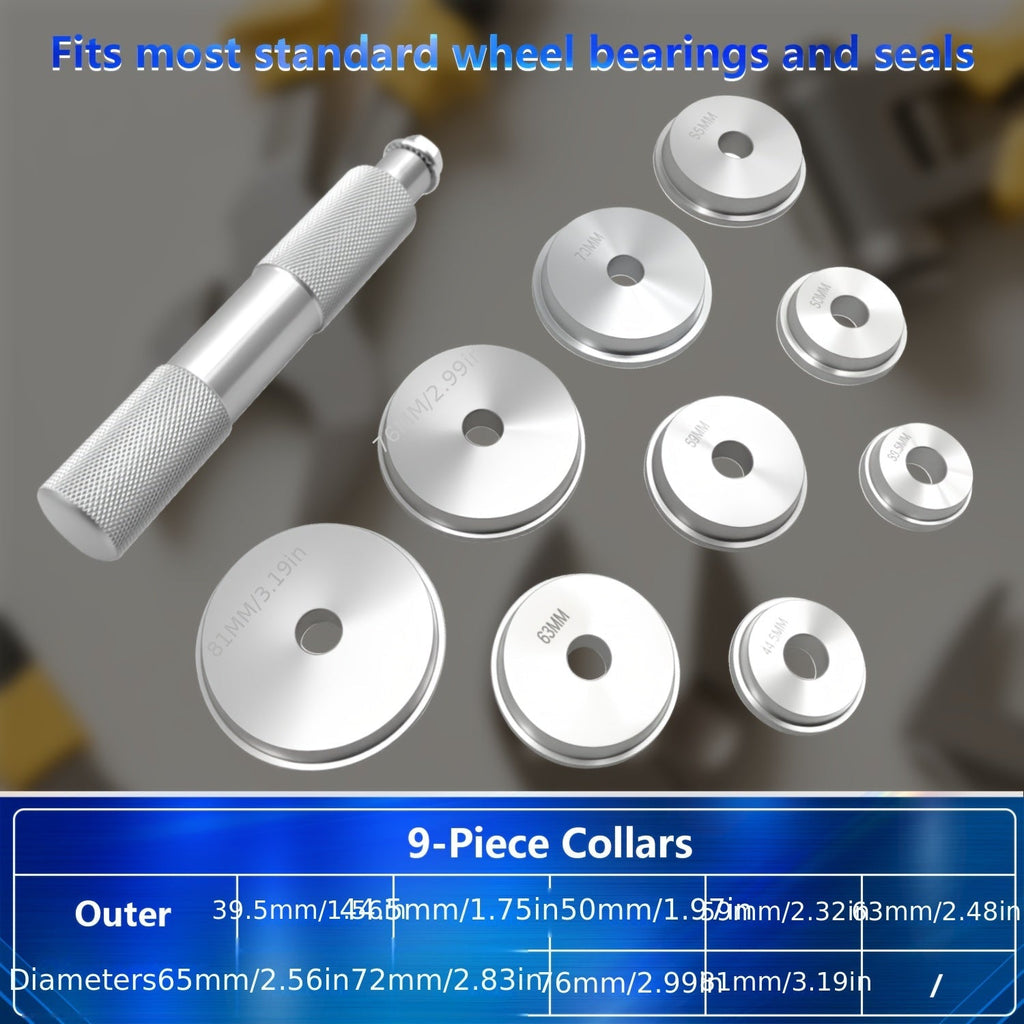 Bearing Press Kit 10-Piece Bearing Race Seal Bushing Driver Installation Set 9 Double-Sided Adapters Universal Fit Cars Trucks SUVs Wheel Bearing Axle Seal Professional Mechanic Tool