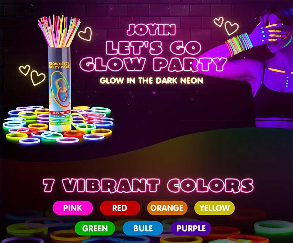 144 Pack Glow Sticks Bulk 8 Inch 10-14 Hour Glow 7 Vibrant Colors Bracelets Necklaces Glow in the Dark Party Supplies for Halloween Christmas New Years Eve Concert Festival Birthday Party Favors