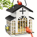 Vintage Metal Wild Bird Feeder for Outside – Triple Feeders for Finch, Cardinal & Chickadee, Large Capacity Metal Mesh Design with Easy-Hang Chains & Window Cut-Outs, 7 Style Options