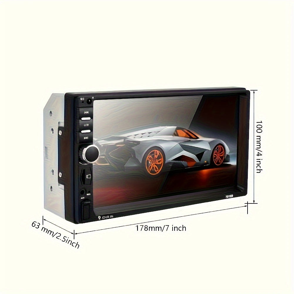 Double Din Car Stereo 7 Inch LCD Touchscreen MP5 Player - Wireless FM Radio, USB/SD/AUX Inputs, Mirror Link, EQ Settings, Universal Fit Head Unit for Car Audio Upgrade, Optional Backup Camera