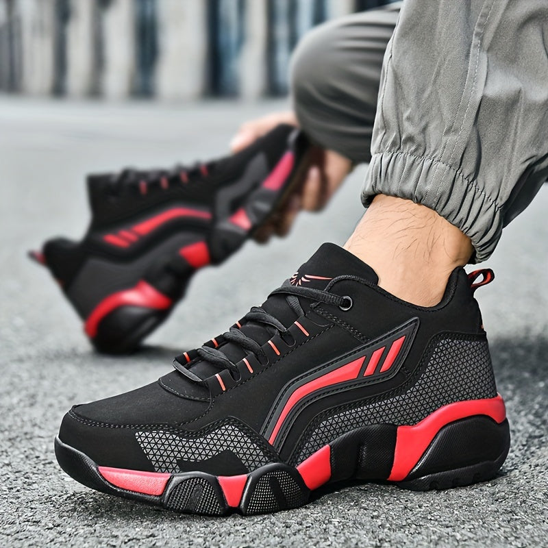 Men's Platform Dress Sneakers Thick Cushioned Sole Lace-Up Low-Top Shoes Black White Orange Non-Slip Rubber Outsole All-Season Office Casual Formal Footwear for Men US Sizes 6.5–14 | Nova Mart