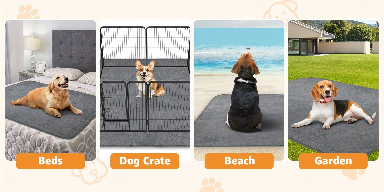 Washable Dog Pee Pads Pack of 2 – Reusable 4-Layer Fast Absorbent Non-Slip Puppy Training Pads, Whelping Pads for Housebreaking, Crate, Playpen & Travel, Multiple Sizes, All Dog Breeds