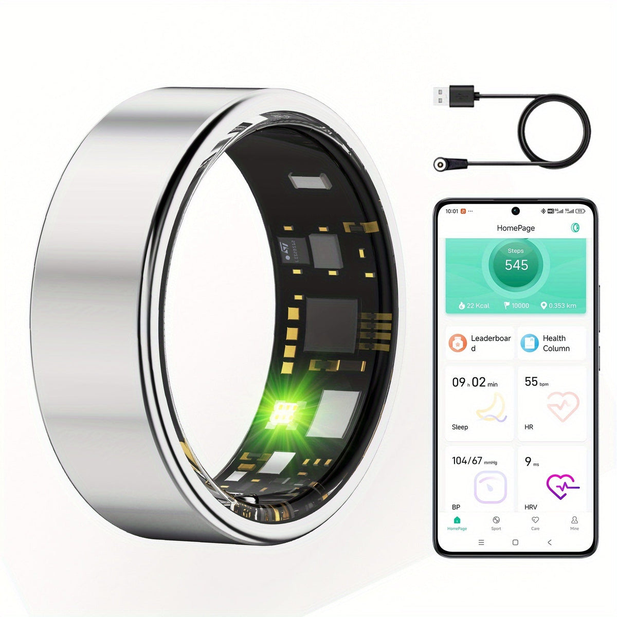 Smart Ring with Camera Control for Women & Men – IP68 Waterproof Fitness Tracker, Sleep Tracking, Step Counter, Exercise Monitoring, iPhone & Android Compatible, Black Rose Gold Silver Sizes 7–13