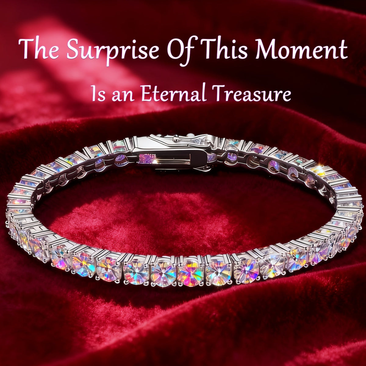 925 Sterling Silver 5mm Moissanite Tennis Bracelet – Sparkling Lab Diamond Hip Hop Luxury Jewelry Gift for Women, Banquet Wedding Anniversary Birthday Christmas Mother's Day