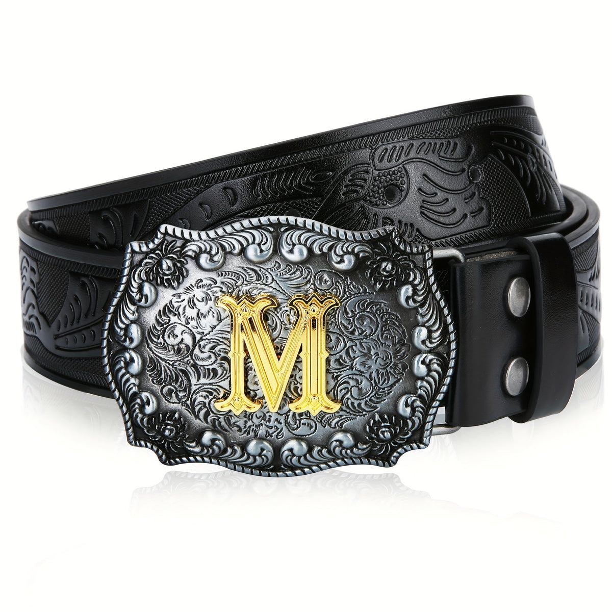Western Cowboy Belt Men Women Embossed Floral Faux Leather Longhorn Bull Big Buckle – 23 Styles Sizes 34-44 Waist 32"-42" Country Rodeo Halloween Christmas Father's Day Gift