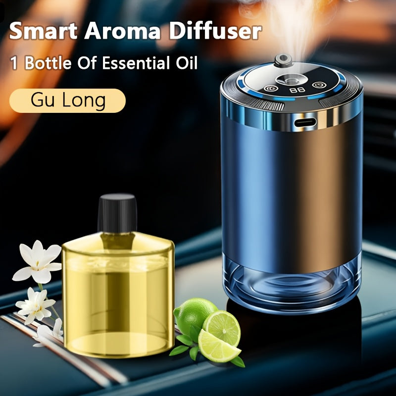 Smart Car Aroma Diffuser with Essential Oils Included – USB Powered Starry Sky Projection Humidifier Ambient Light Air Freshener Ocean Osmanthus Cologne Scent 1.69oz for Car Interior