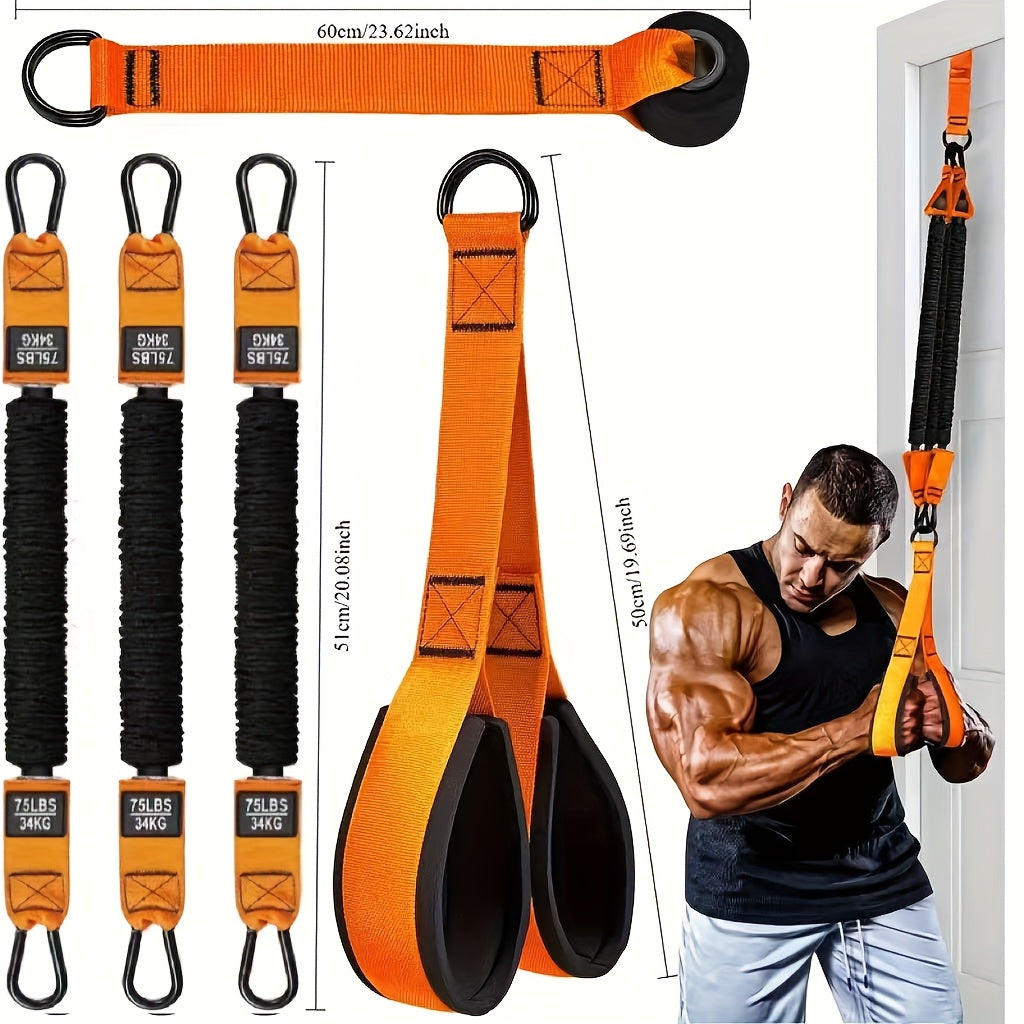 5-Piece Heavy-Duty Resistance Bands Set Up to 225lbs – Includes 3 Resistance Bands Handle & Door Anchor for Home Gym Deltoid Press Face Pull Bicep Curl Workout, Great Fitness Gift