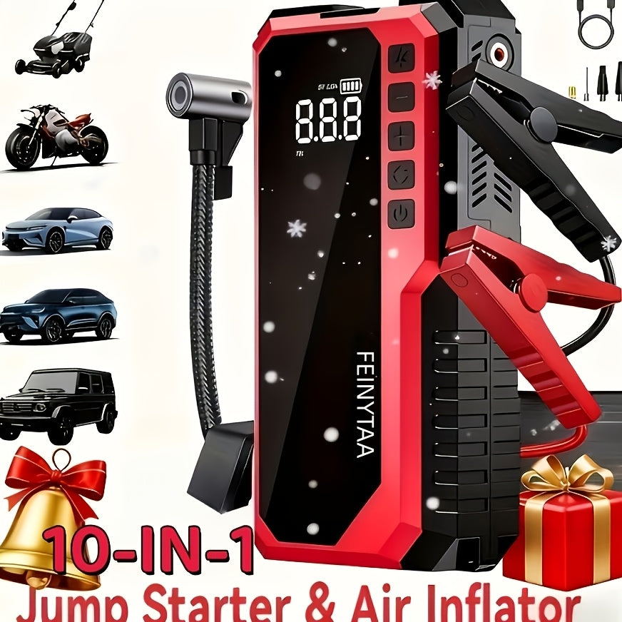 Jump Starter with Digital Tire Inflator 5000A 10000A Peak Multi-Function Car Jump Box Smart Battery Clamps LED Flashlight Power Bank Emergency Kit for Car Truck SUV RV Motorcycle – G800 G818