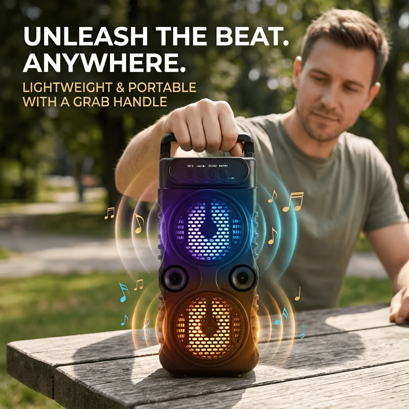 Portable PA Bluetooth Party Speaker with RGB Lighting, Subwoofer & FM Radio – Supports BT, TWS, USB, TF & Mic Input for House Parties, Holiday Gatherings & Indoor Dancing, Standard & Upgraded Versions