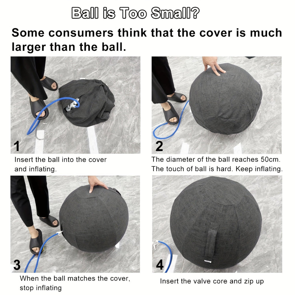 Exercise Ball Chair 65cm with Fabric Cover Anti-Burst Yoga Ball Seat for Home Office Desk Pilates Core Training Pregnancy Birthing Ball – Improves Posture & Relieves Back Pain, Grey & Black