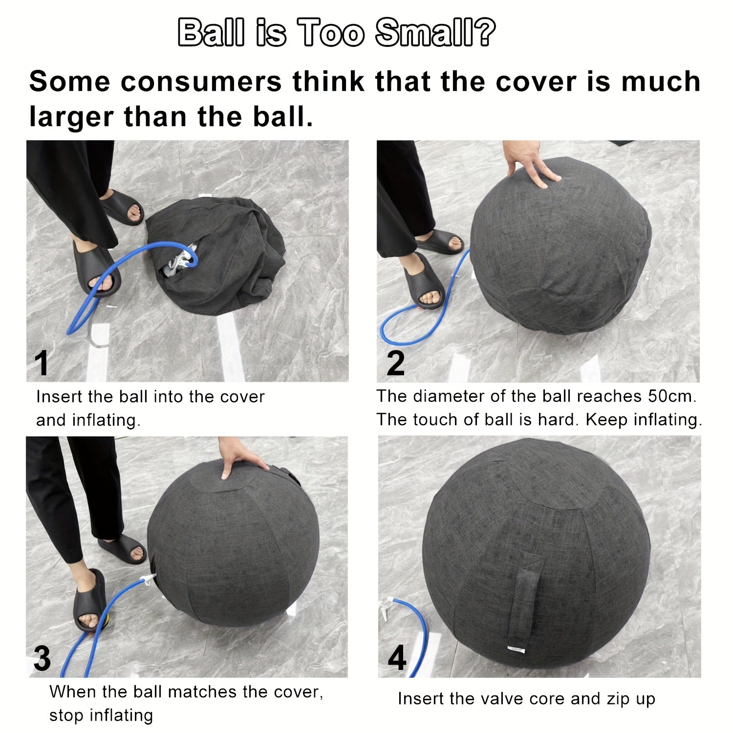 Exercise Ball Chair 65cm with Fabric Cover Anti-Burst Yoga Ball Seat for Home Office Desk Pilates Core Training Pregnancy Birthing Ball – Improves Posture & Relieves Back Pain, Grey & Black