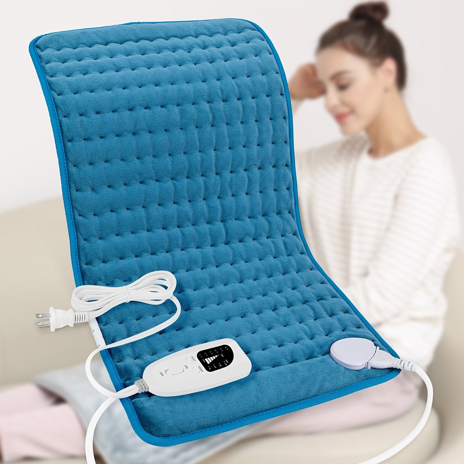 Extra Large Heating Pad 24"x12" for Back Neck Shoulders & Full Body – 6 Heat Settings 104–140°F, Wet & Dry Heat, Auto Shut-Off Timer, Machine Washable Ultra-Soft Flannel Electric Pad for Pain Relief