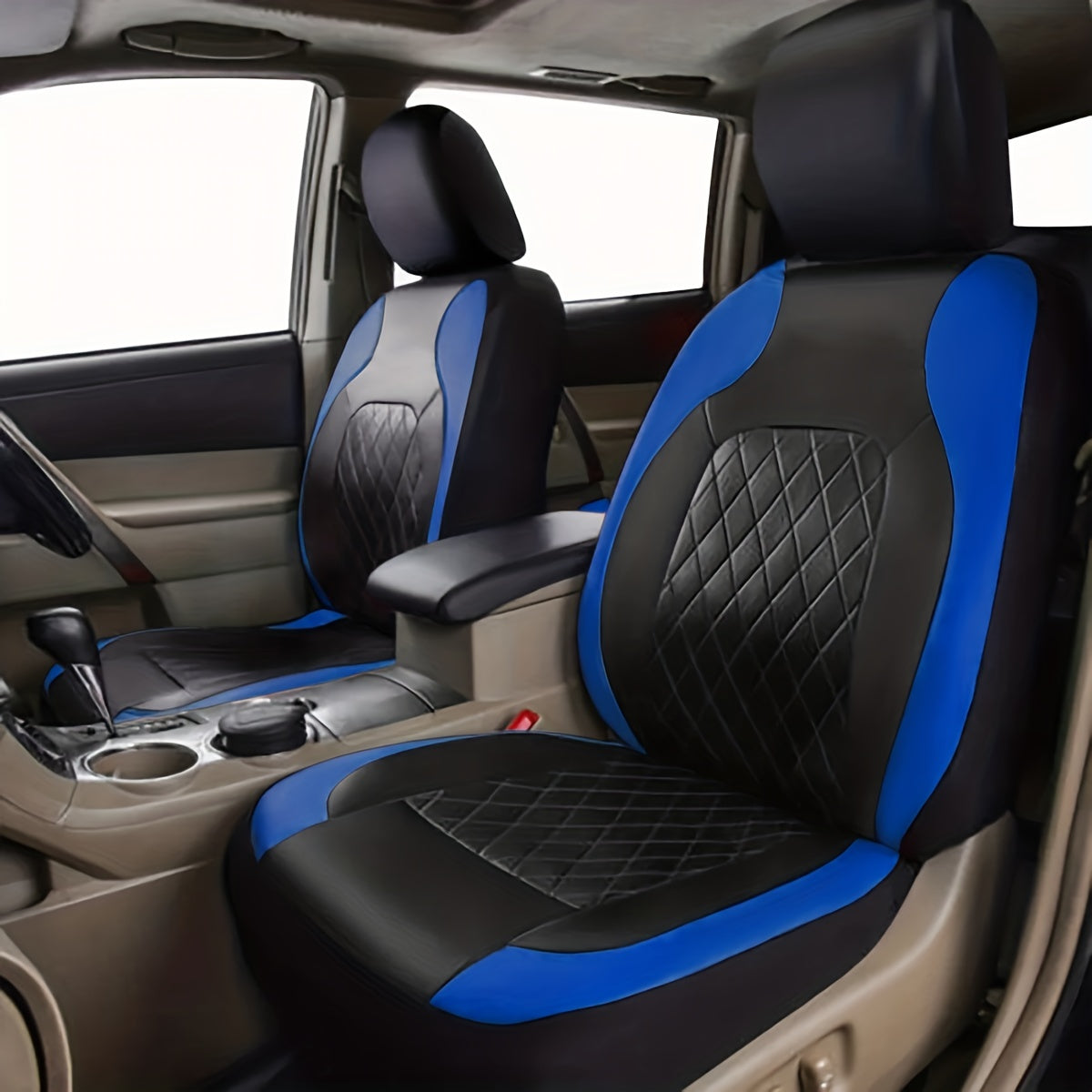 Quilted PU Leather Car Seat Covers Waterproof Sponge Padded All-Season Universal Fit Cars SUVs Trucks Gray Black Red Blue Single or 12-Piece Full Set Interior Protection | Nova Mart