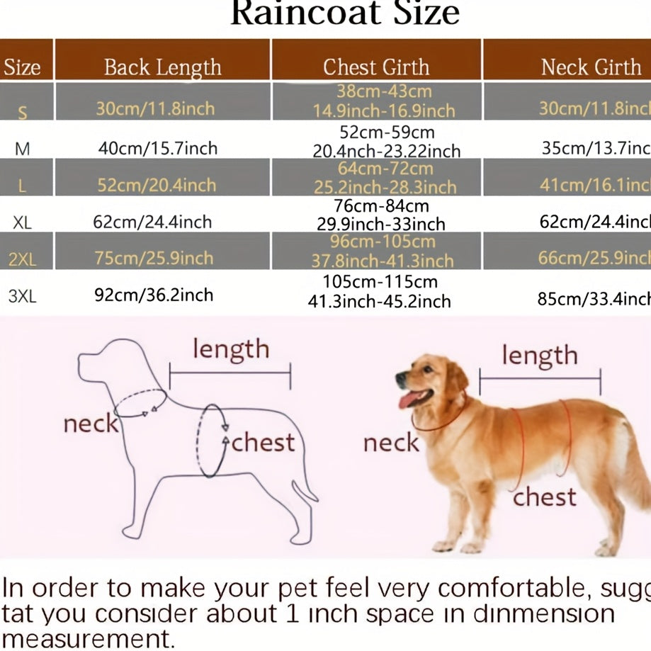 Reflective Dog Raincoat with Hooded Cape Waterproof Pullover Pet Rain Jacket for All Breeds – Easy On/Off Hook-and-Loop Closure, Sizes S-3XL, Yellow