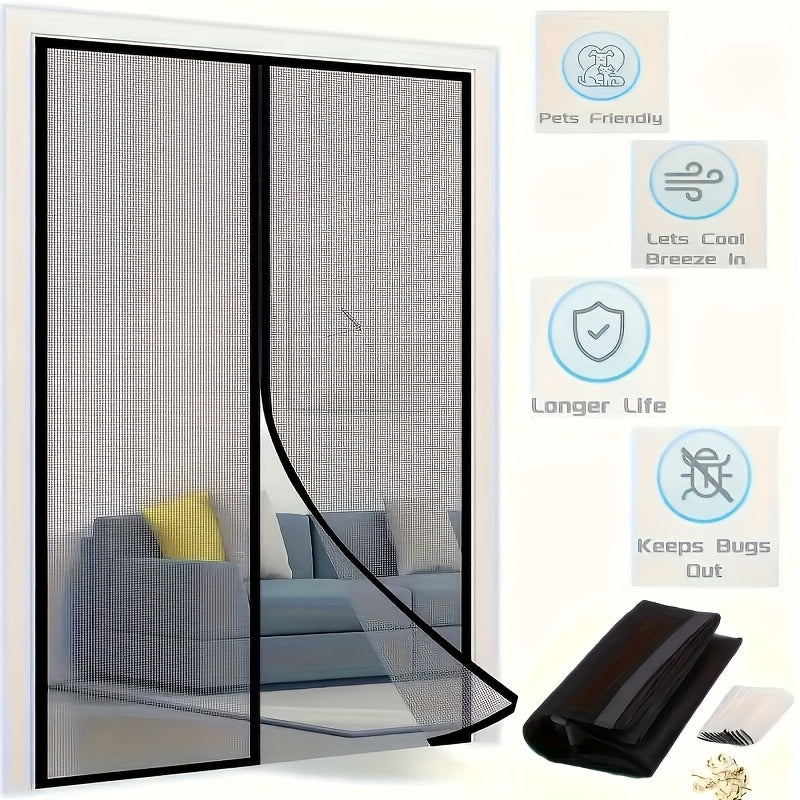Magnetic Screen Door Hands-Free Auto-Close Heavy Duty Mesh Curtain – Bug & Insect Proof Pet & Kid Friendly for Front Door Kitchen Balcony Bedroom & Patio