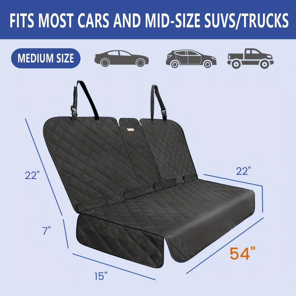 Car Back Seat Cover 60/40 Split Bench 900D Waterproof Non-Slip – Easy Cleanup Seat Protector for Dogs Pets Kids Cars Trucks SUVs with Seat Belt & Armrest Access (Black)