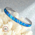925 Silver Vintage Blue Opal Bracelet with Adjustable Chain – Elegant Women's Jewelry for Daily Wear & Special Occasions, Classic Durable Accessory, Available in Blue, Pink & White