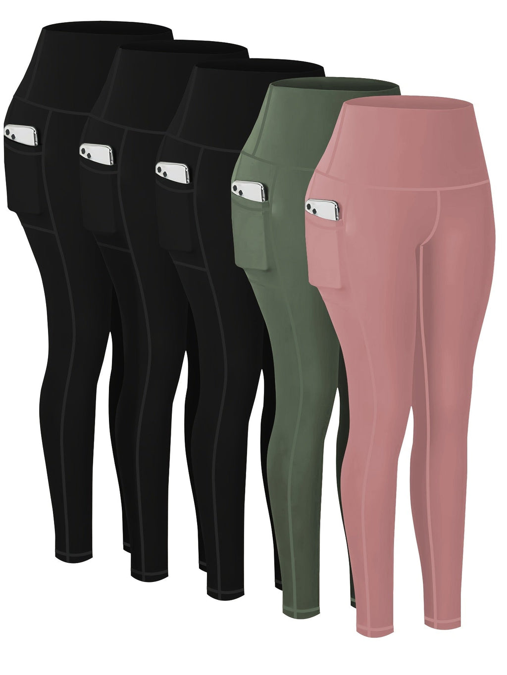 Women's Compression Yoga Pants 5 Pack 7/8 Length High-Waist – Printed Fitness Leggings with Leopard Camo & Solid Patterns for Gym Running Pilates, Athletic Tracksuit Bottoms S-XXL