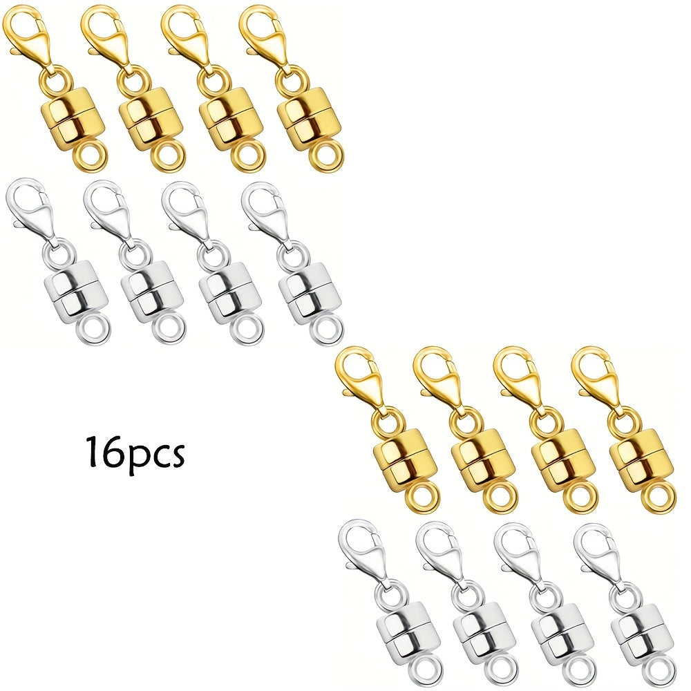 Magnetic Necklace Clasps and Closures with Lobster Clasp Converters – Gold and Silver Jewelry Findings for Bracelets Necklaces and Chains – Available in 2 6 7 8 9 16 and 18 Piece Sets