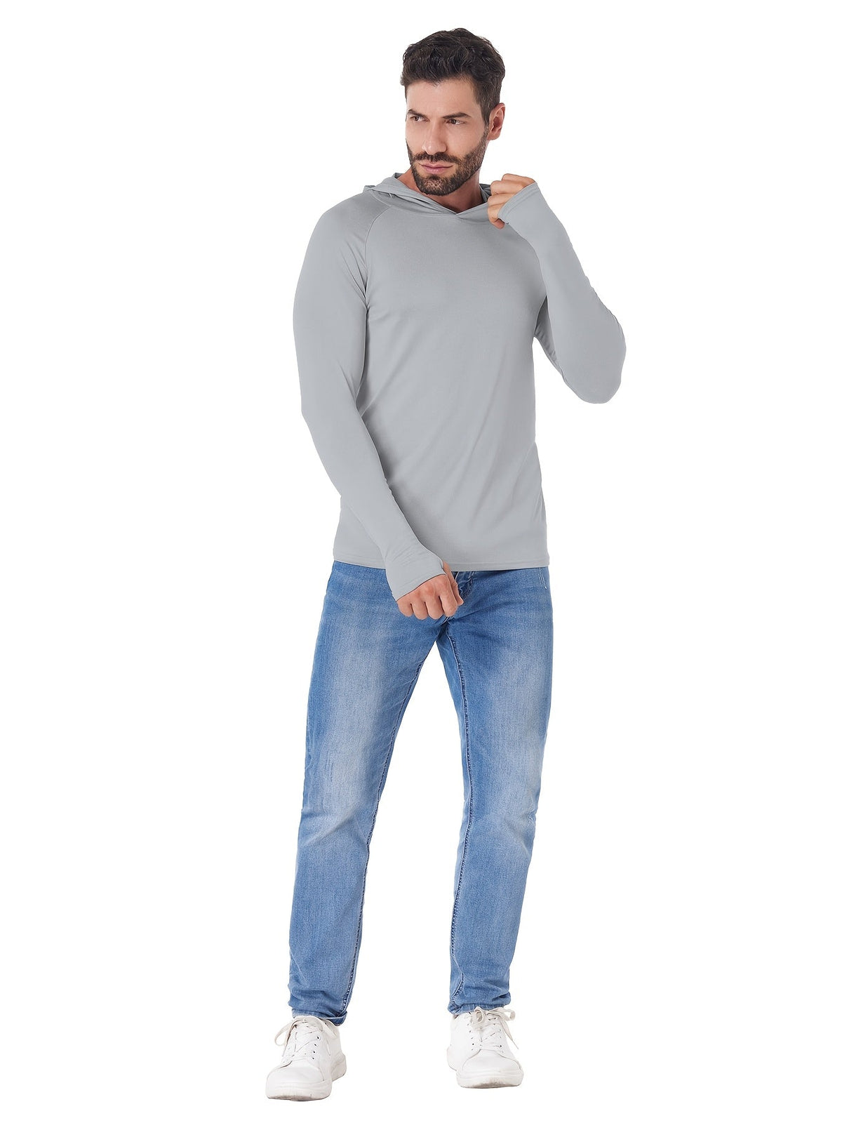 5 Pack Men's Long Sleeve Hooded Fishing Shirts UPF Sun Protection – Lightweight Moisture-Wicking Rash Guard for Fishing Hiking Kayaking Boating Outdoor Sports, Sizes S-XXL, 3 Mixed Color Sets