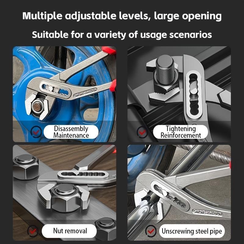 Heavy Duty Adjustable Water Pump Pliers 8 10 12 Inch Large Opening Quick Adjustment Channel Lock Style for Plumbing Pipeline Bathroom Construction Car Maintenance DIY Repair
