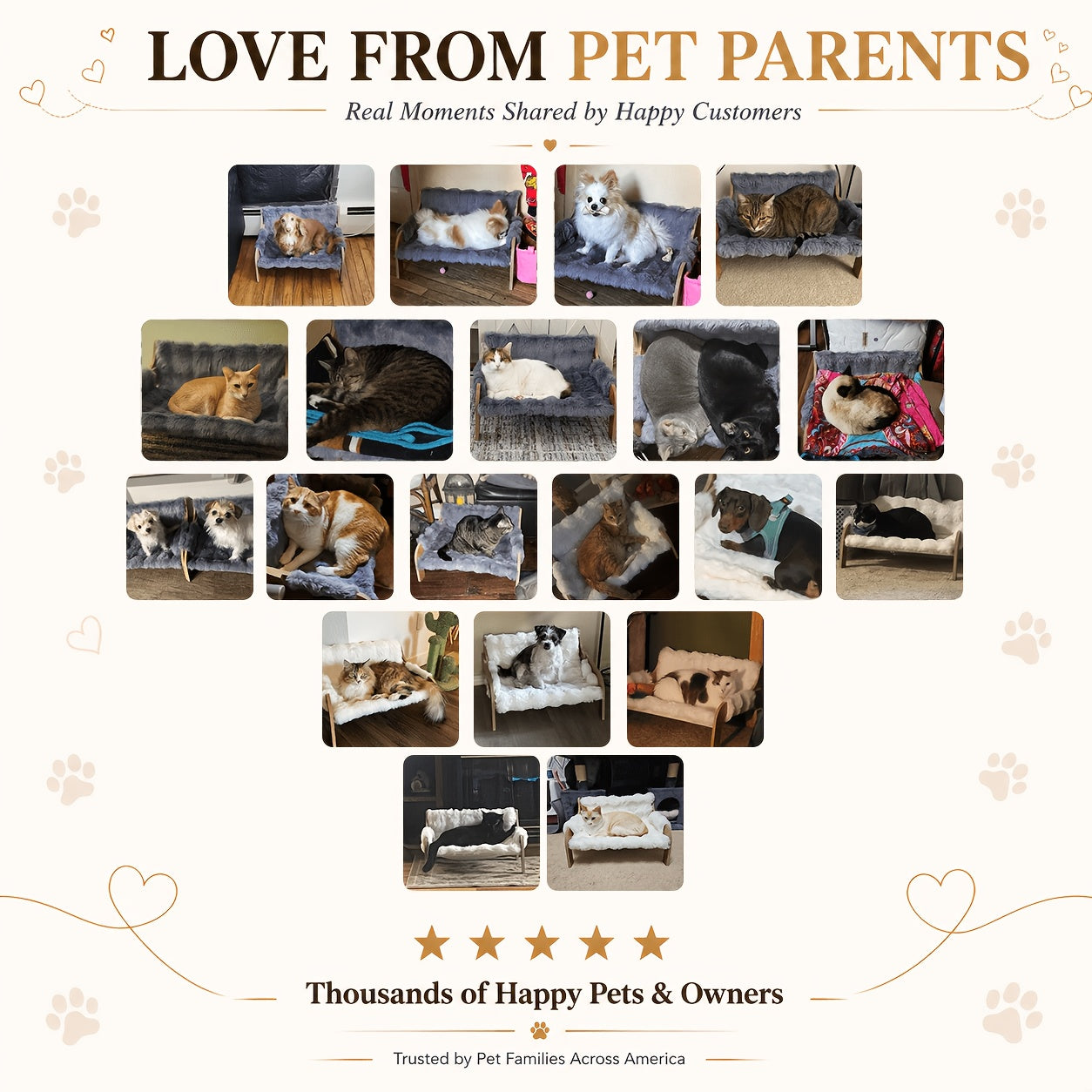 Elevated Pet Sofa Bed Solid Wood Frame Bamboo Mat Replaceable Fleece Mattress Modern Lounge Chair for Small Medium Dogs Cats Gray White Bamboo Style