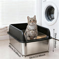 Stainless Steel Cat Litter Box Odor-Proof High-Sided Metal Litter Tray for Large Medium Small Cats – Non-Stick Anti-Scratch Leak-Proof Easy Clean Indoor Cat Toilet Multiple Sizes & Colors