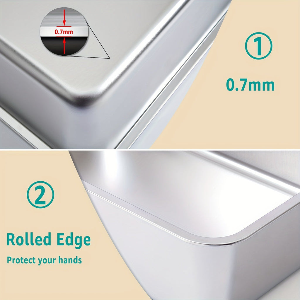 Stainless Steel Cat Litter Box XL – 2-Pack Extra Large Metal Litter Box, 6" Deep High Sides, Easy to Clean, Odor Resistant, for Big Cats & Multi-Cat Households, Rectangle Corner-Fit Design