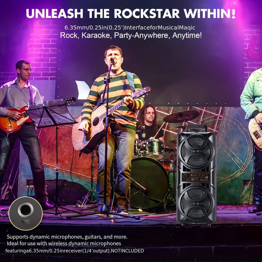 Large Bluetooth Karaoke Party Speaker with Microphone & Subwoofer – LED Light Show, BT/USB/TF/AUX/FM/TWS/EQ, Professional Party Box Speaker for Home & Outdoor Events