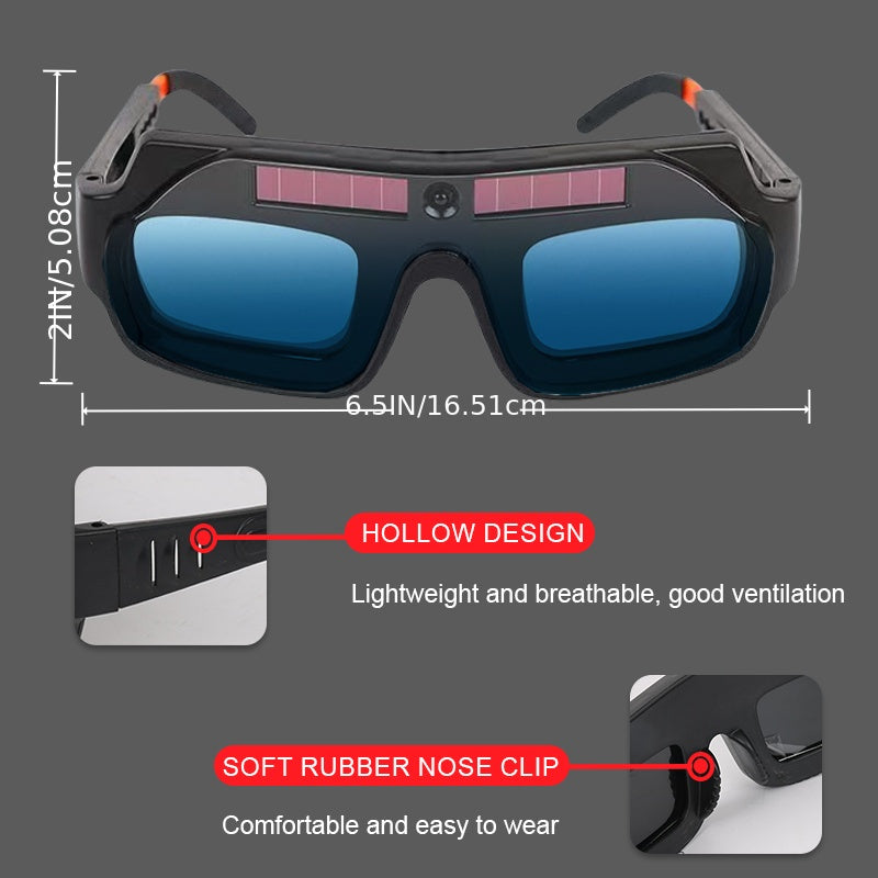 Auto-Darkening Welding Goggles True Color Lens Anti-Glare Safety Welding Glasses for TIG MIG MMA Plasma Lightweight Photochromic Welder Glasses with Flame-Retardant Frame & Elastic Headband
