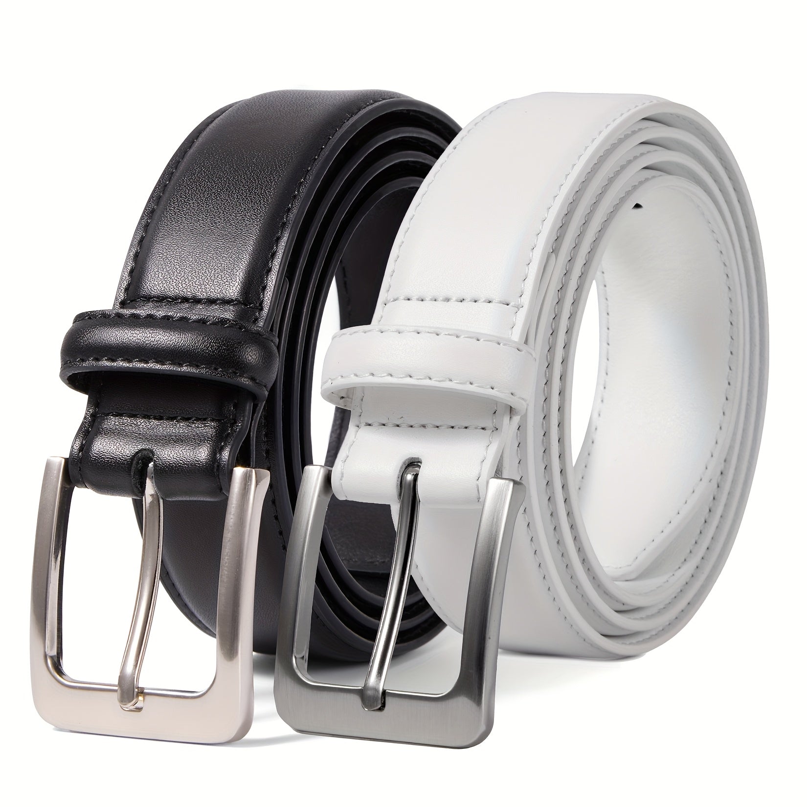 2 Pack Men's Genuine Leather Belt Set with Zinc Alloy Buckle – 1 3/8 Inch Wide Dress Casual Golf Jeans Belt for Men Sizes 30-50 Great Gift for Him