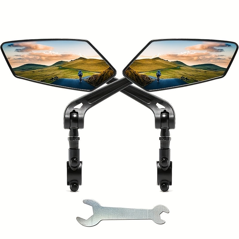 HD Foldable Bike Mirrors 2-Pack 360° Adjustable for Ebike Bicycle Motorcycle Scooter – Large Scratch-Resistant Handlebar Rearview Mirror, High-Speed Stable Durable ABS Easy Install