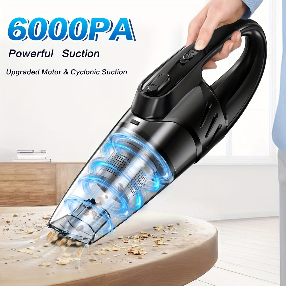 Cordless Car Vacuum Cleaner 6000PA High-Power Suction Handheld Vacuum with 2000mAh Rechargeable Battery 5 Accessories Quiet Motor for Car Interior Home Pet Hair Removal Pink Gift for Women