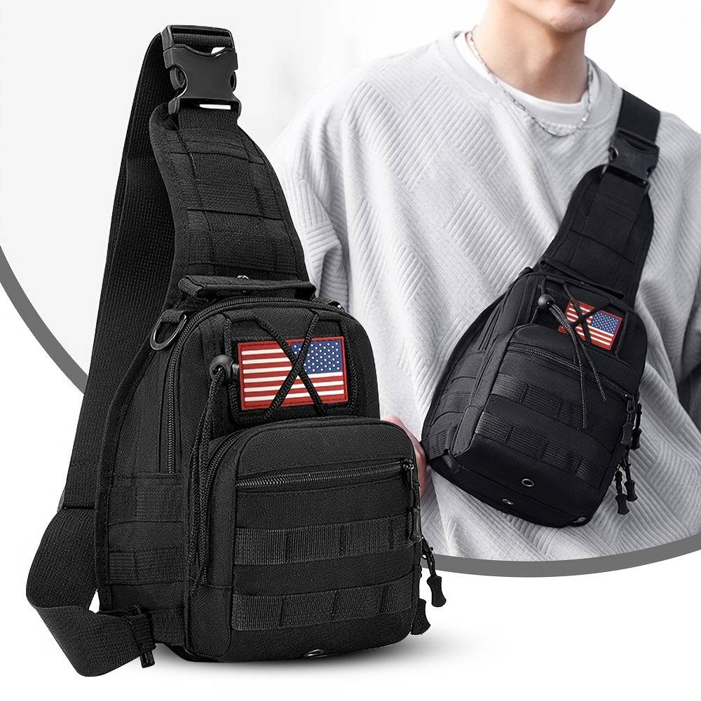 Tactical Sling Backpack Lightweight Crossbody Daypack – Military Camo Shoulder Bag for Cycling Hiking Travel Daily Use, Multiple Colors with Flag Patch Option, Men Women EDC Bag