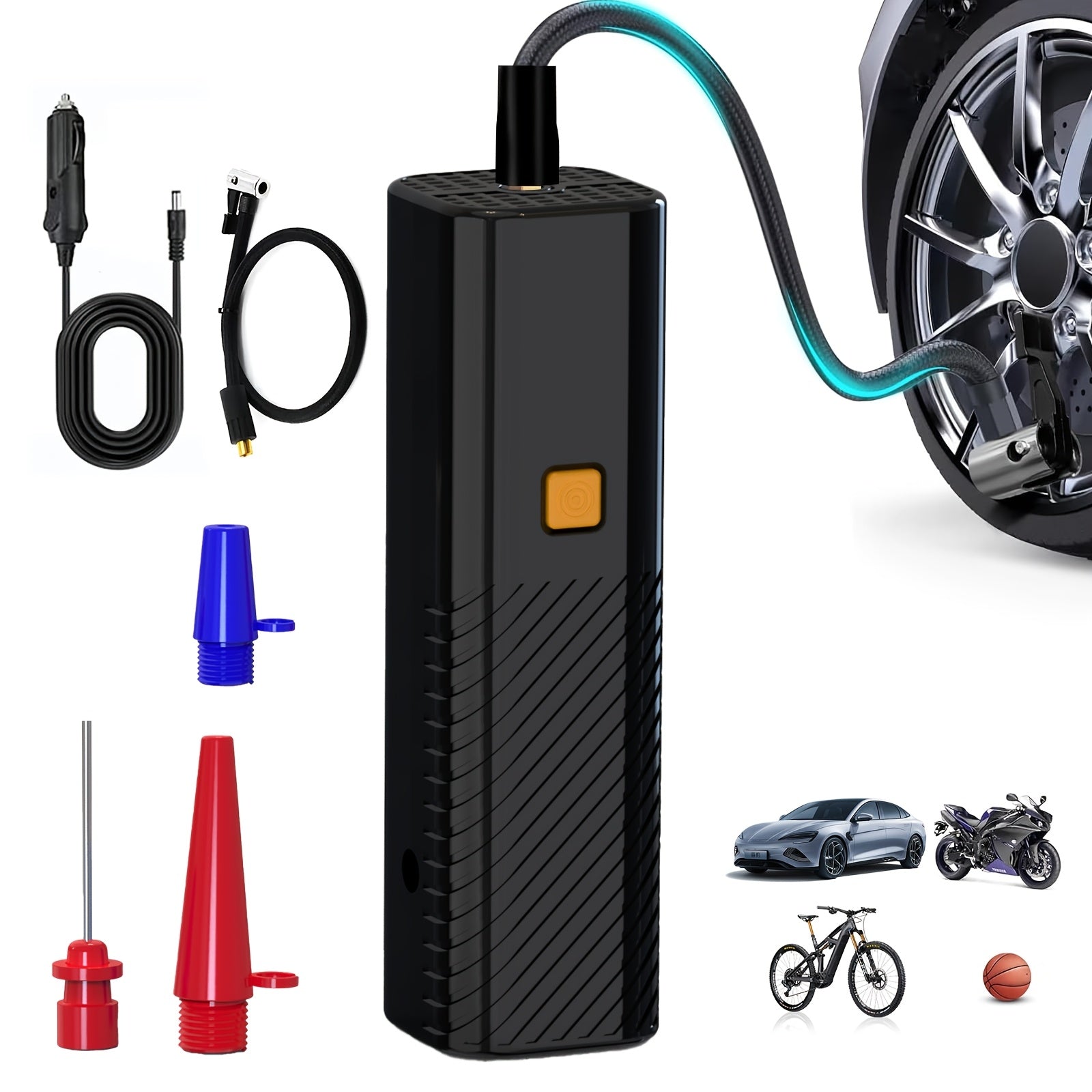 Cordless Tire Inflator Portable Air Compressor Digital Pressure Gauge USB Rechargeable 3X Fast Inflation for Car SUV Truck Bike Motorcycle Ball Sports Equipment Auto Air Pump 18650 Battery 5 Colors