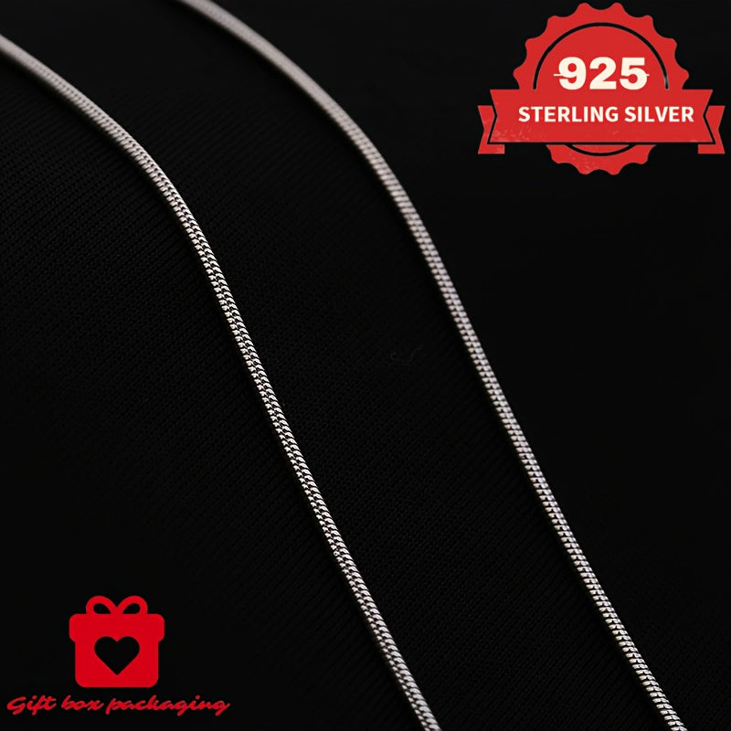 925 Sterling Silver 1mm Round Snake Chain Necklace Unisex – Handmade 6.24g Hypoallergenic Pendant Chain 16 18 20 22 24 Inch Gift Box Included Mother's Day Birthday Anniversary Gift for Him Her