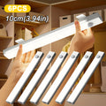 Smart LED Motion Sensor Lights 6 Pack – USB Rechargeable Magnetic Night Light Strips 3 Sizes, Detachable Cabinet Lights for Stairs, Shelves, Closet & Indoor Use