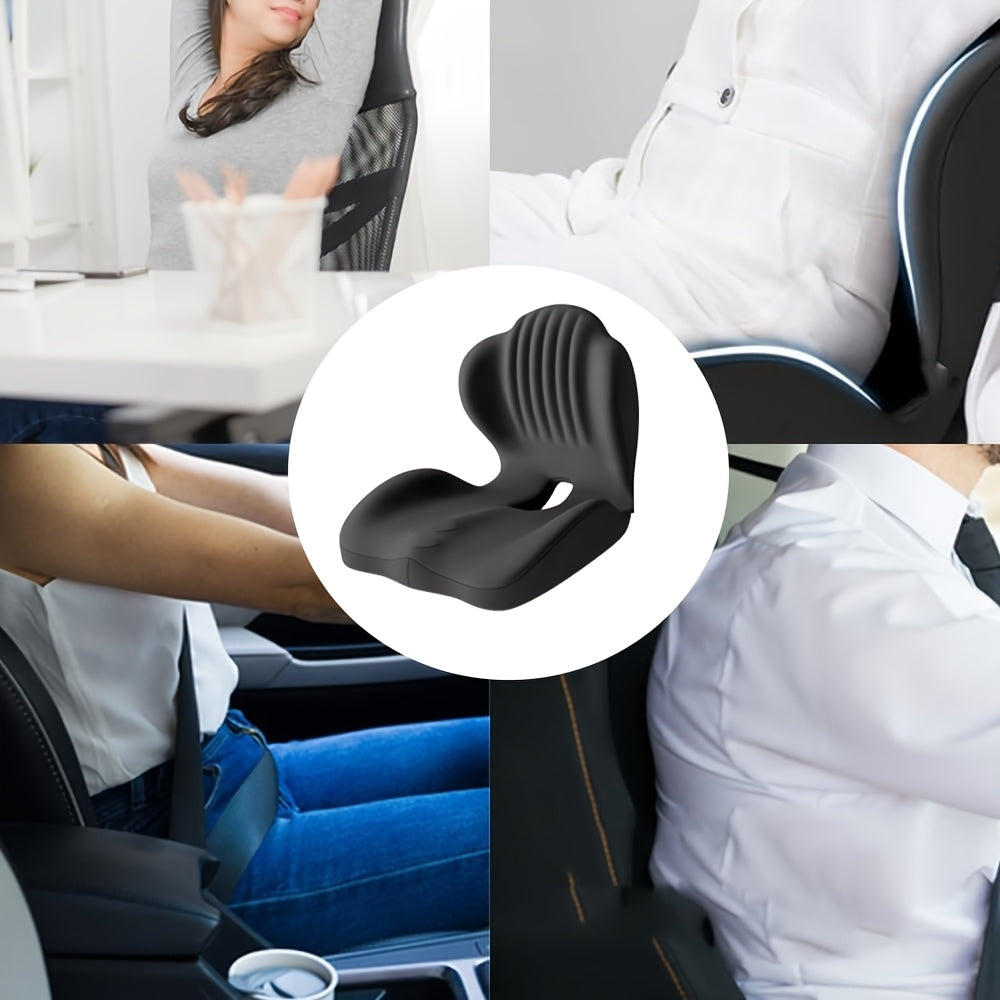 Ergonomic Memory Foam Seat Cushion with Back Support & Breathable Hollow Design – Comfortable Coccyx Cushion for Office Chair Car Seat Long Sitting Unisex