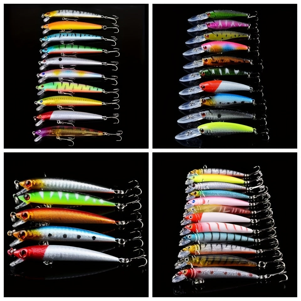 Fishing Lure Set 5pcs Bionic Minnow Hard Bait – Realistic Swimming Action Saltwater & Freshwater Artificial Lures for Bass Pike Trout Walleye, Random Mixed Colors, Angler Gift