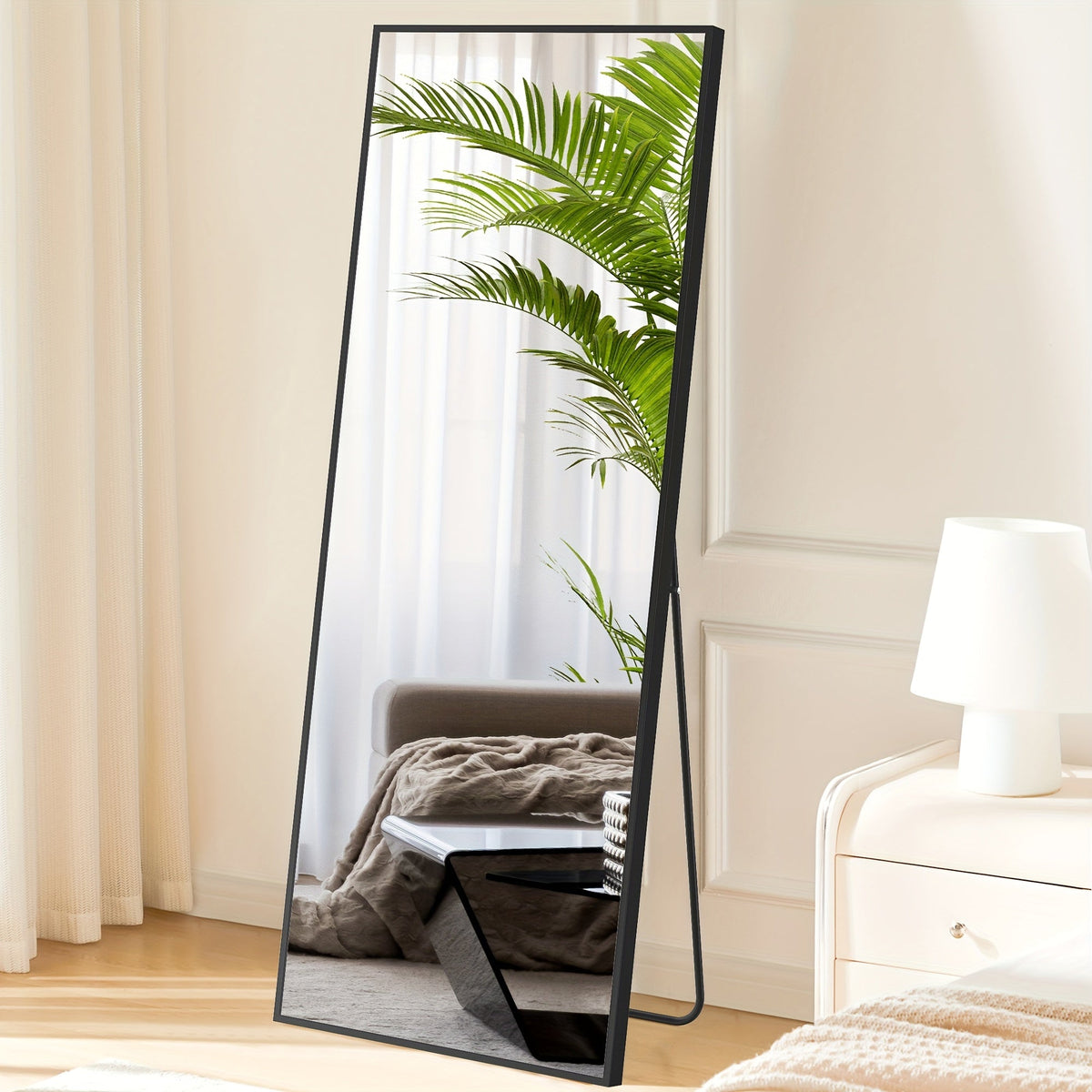 Full Length Floor Mirror with LED Lights - Arched & Rectangle Top, Aluminum Frame, 71" Standing Dressing Mirror for Bedroom & Living Room, Black Gold White, 5mm Tempered Glass