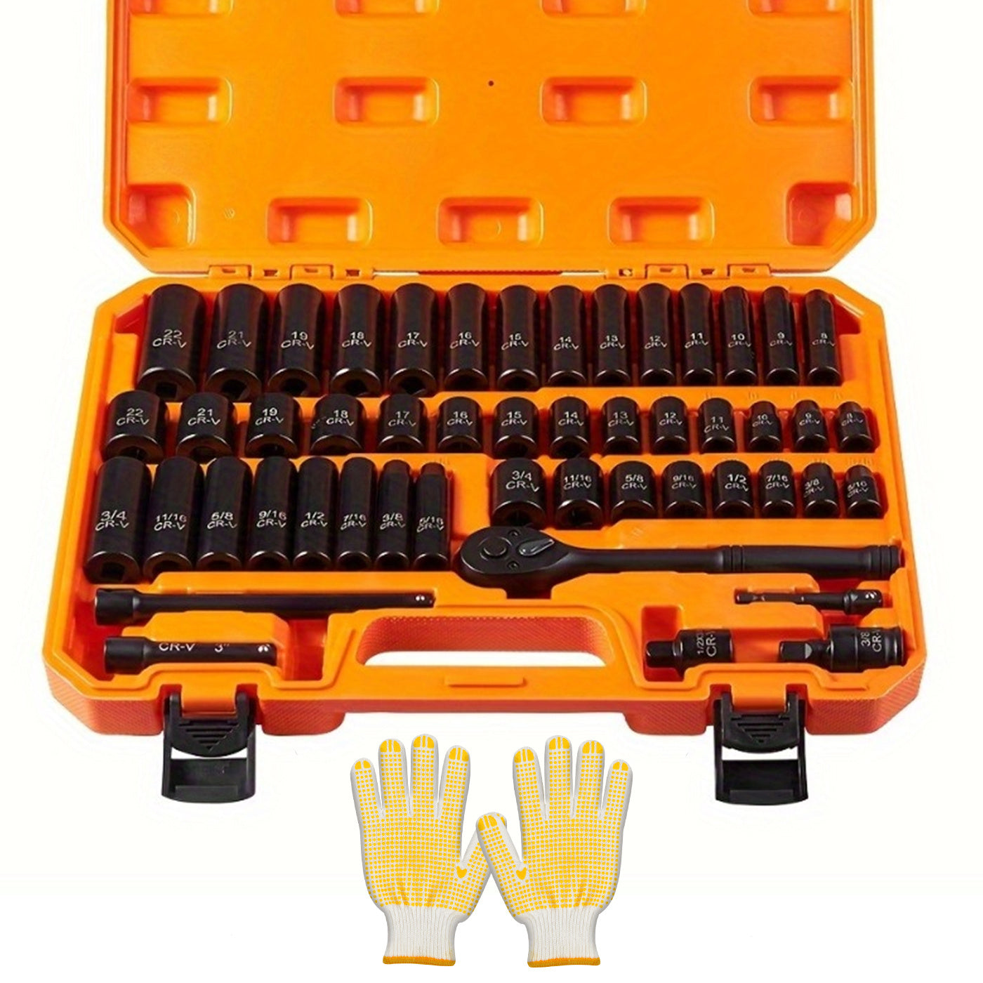 Impact Socket Set 3/8 Drive CR-V Steel Ratchet Kit – 50 to 999 Piece SAE & Metric Sockets with Ratchet Handle & Adapter for Auto Repair, DIY & Professional Mechanics