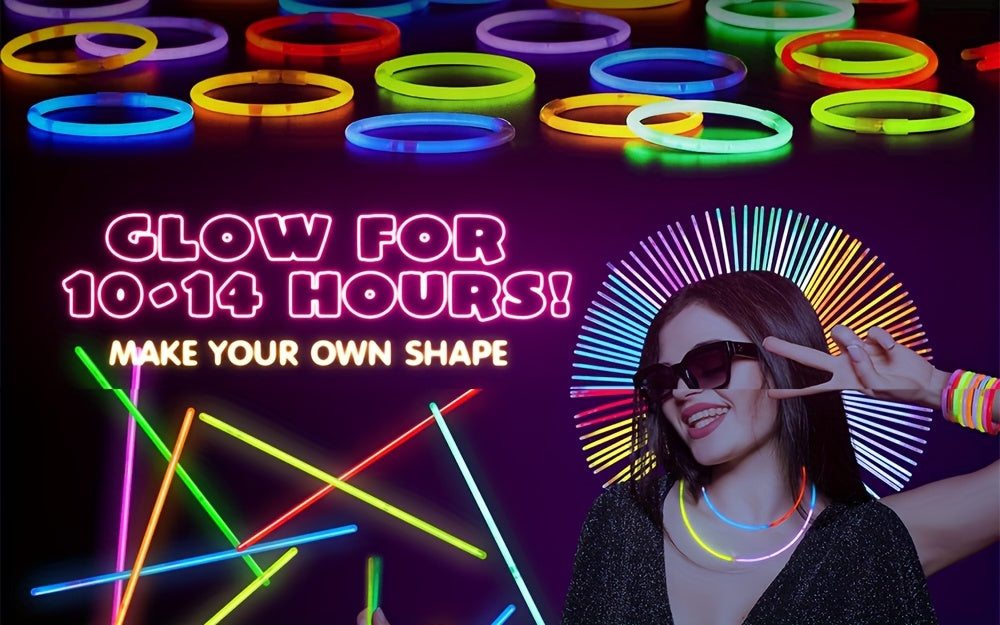 144 Pack Glow Sticks Bulk 8 Inch 10-14 Hour Glow 7 Vibrant Colors Bracelets Necklaces Glow in the Dark Party Supplies for Halloween Christmas New Years Eve Concert Festival Birthday Party Favors
