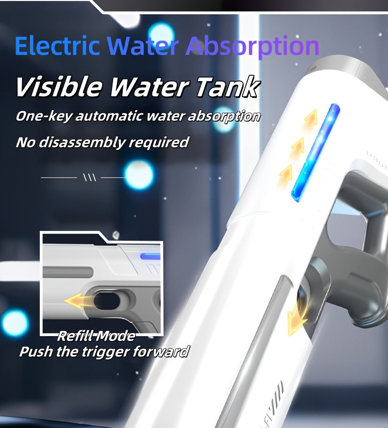 Electric Water Gun with LED Pulse Light & Auto-Fill – 40ft Long Range Rapid-Fire Squirt Gun, USB Rechargeable 240-Shot Tank, Water Blaster for Kids & Adults Pool Beach Backyard