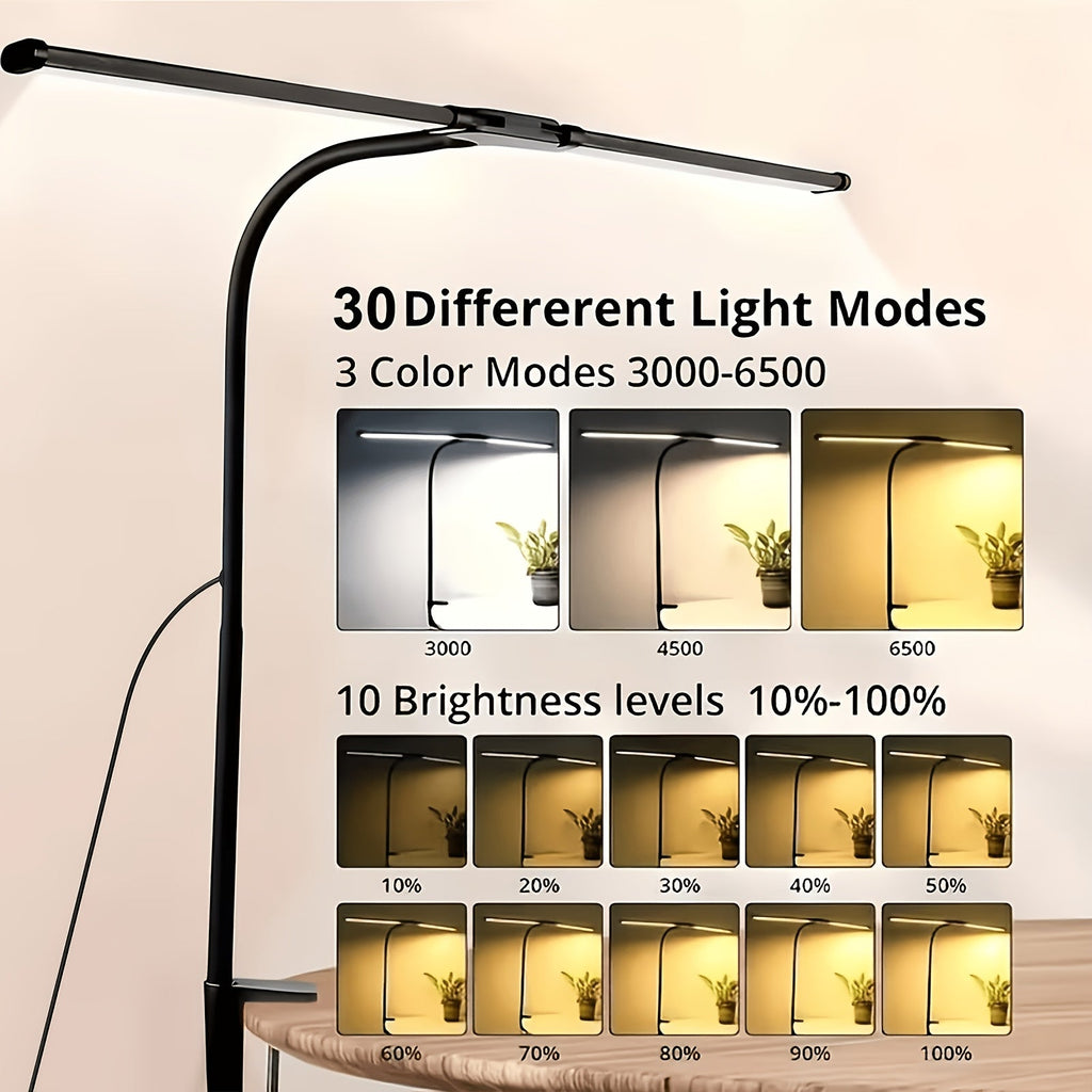 Metal Touch Control LED Desk Lamp – 360° Adjustable Gooseneck Foldable Double Head Anti-Glare USB Powered Eye-Caring Reading Light for Office, Study, Gaming & Home, Monitor Screen Lamp