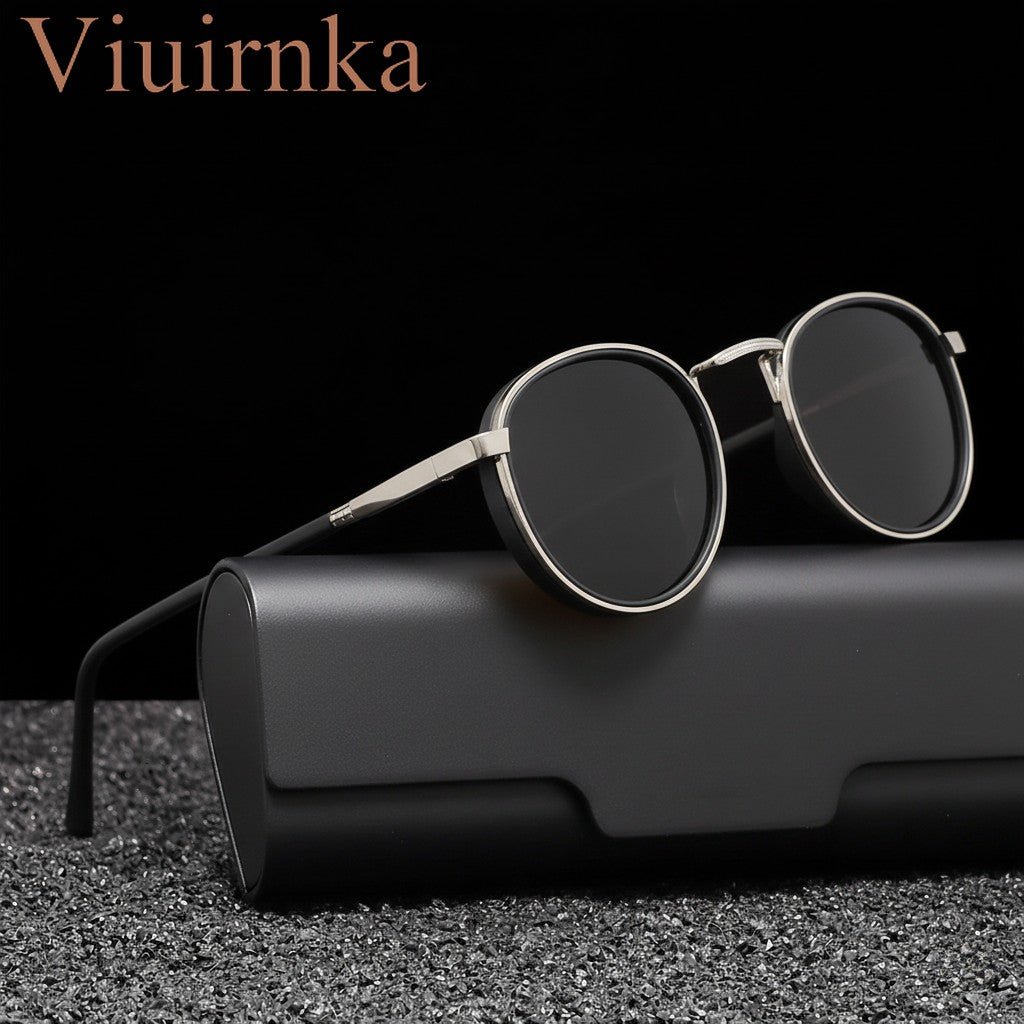 Polarized Round Metal Frame Sunglasses UV400 TAC Lens Unisex – Lightweight Retro Eyewear with Case for Driving Fishing Hiking, Birthday Father's Day Gift for Men Women