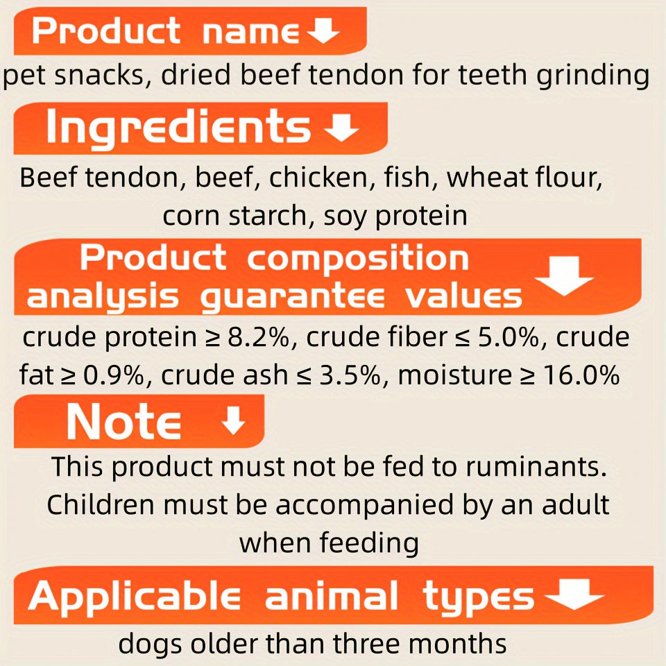 Dried Beef Tendon Dog Chews Natural High-Protein Jerky Treats Chew Sticks for Training Rewards Dental Health All Breeds Small Medium Large Dogs 250g 500g 2-Pack