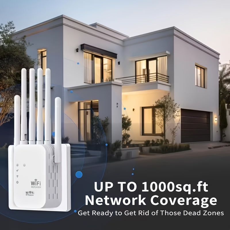 WiFi 6 Range Extender 1200Mbps AX1200 – Dual Band 2.4GHz/5GHz 6 High-Gain Antennas One-Click Setup Full Home Coverage Mesh Network Booster for Smart TV Gaming Console Smartphone Tablet