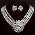 Luxury Bridal Necklace & Earring Set for Women – Silver Plated Beaded Zinc Alloy Wedding Jewelry Set Elegant Dress Accessories Evening Party Stage Performance Bridesmaid Gift
