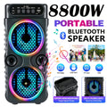 Portable PA Bluetooth Party Speaker with RGB Lighting, Subwoofer & FM Radio – Supports BT, TWS, USB, TF & Mic Input for House Parties, Holiday Gatherings & Indoor Dancing, Standard & Upgraded Versions