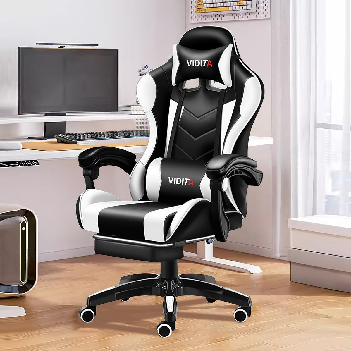 Ergonomic Gaming Chair Racing Style High Back Lumbar Support Five-Wheel Swivel Velvet PU Leather Adjustable Recliner Office Chair Adults Teens Multi-Color